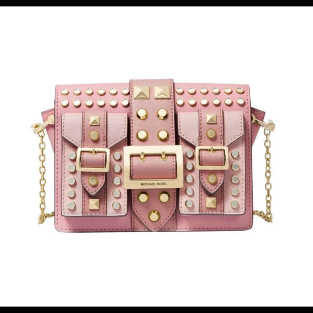 Michael Kors Hayden studded crossbody bag pink